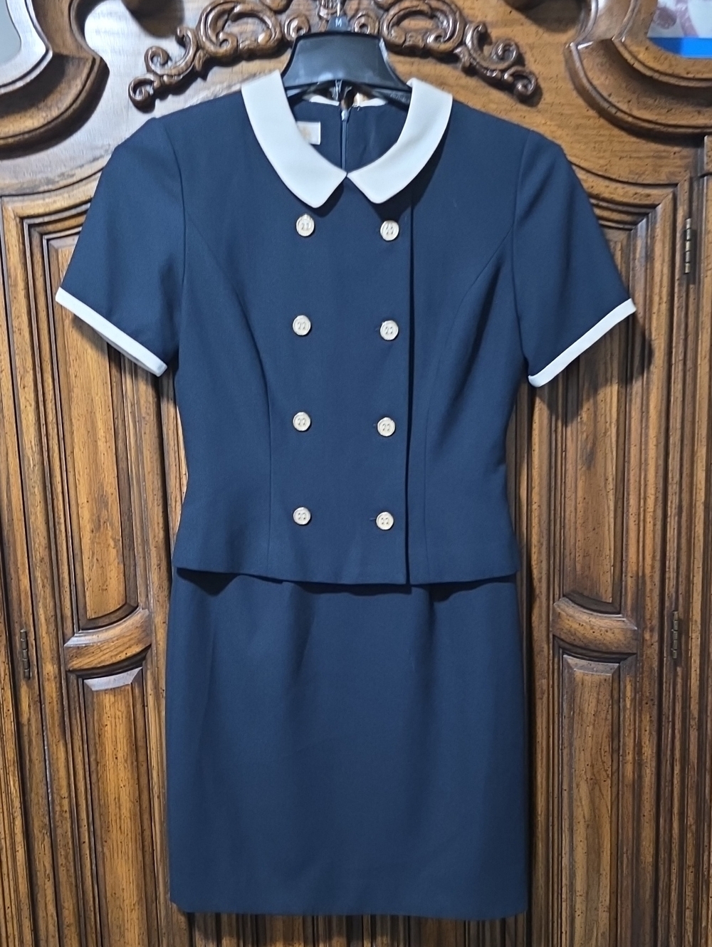 Brooks Brothers Navy Blue Dress with White Trim
